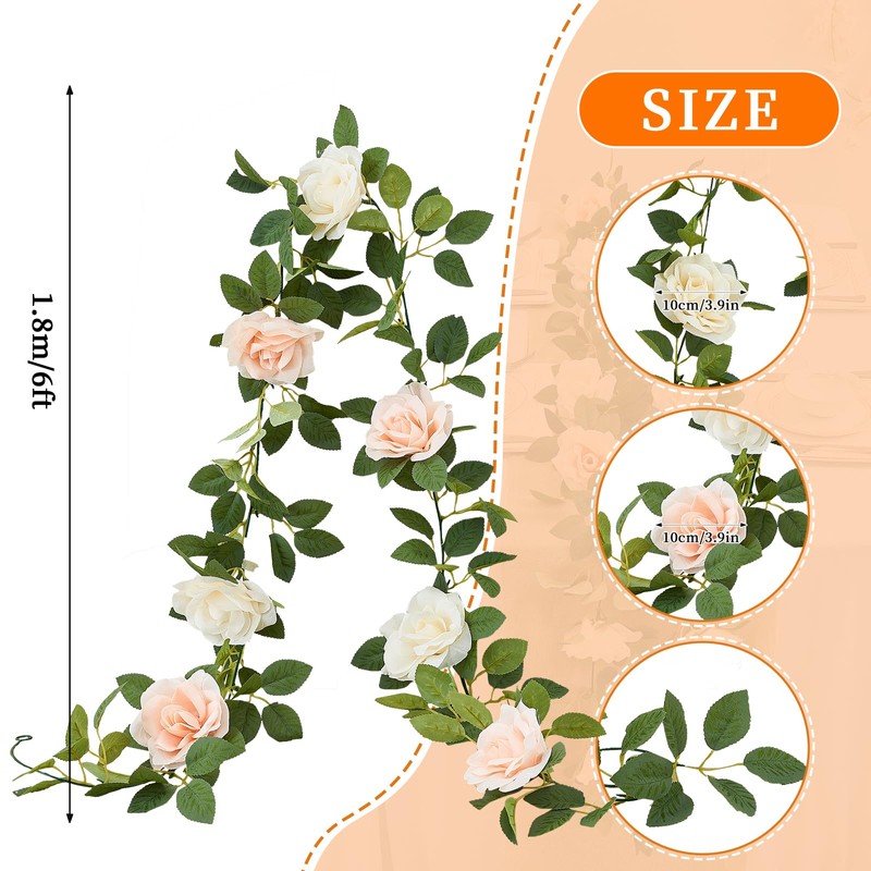 Carlita‘s Blooms Artificial Rose Garlands Rose Vines Leaves Banners Hanging