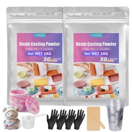 Resin Casting Powder 2000g (Packaging Upgrade), 20~30 Minutes Demold, Water Activated Plaster Powder for Craft Casting, Easy Mixing and Self Leveling