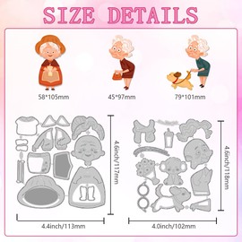 DELORIGIN 2 Styles Cute Cutting Dies for Old Women for Crafts Cards Grandma Cutting Cards Scrapbooking Embossing Stencils Cutting Dies for Grandmother DIY Paper Crafts Album Gift Decoration