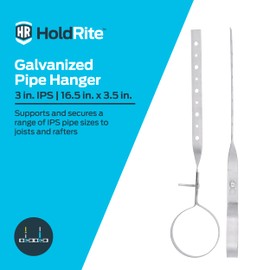 HoldRite 3 Inch Galvanized Pipe Hanger, DWV Pipe Support, GPH300Z