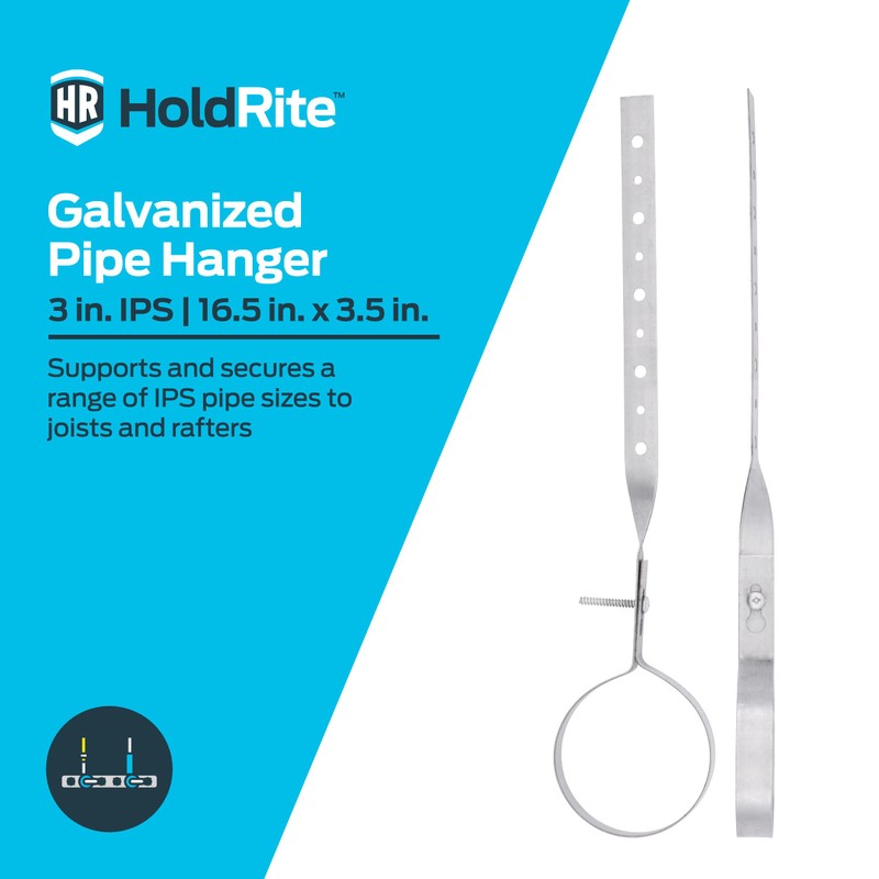 HoldRite 3 Inch Galvanized Pipe Hanger, DWV Pipe Support, GPH300Z