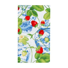 Caspari Strawberries And Cream Guest Towel Napkins - 15 Guest Towel Napkins per Pack, 4 PACKS