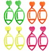 Fluorescent Hollow-out Rugby Football Sports Dangle Earrings (Rose Red)