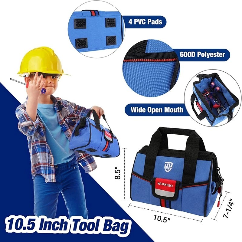 WORKPRO 9-Piece Kids Real Hand Tool Set Blue Junior Tool