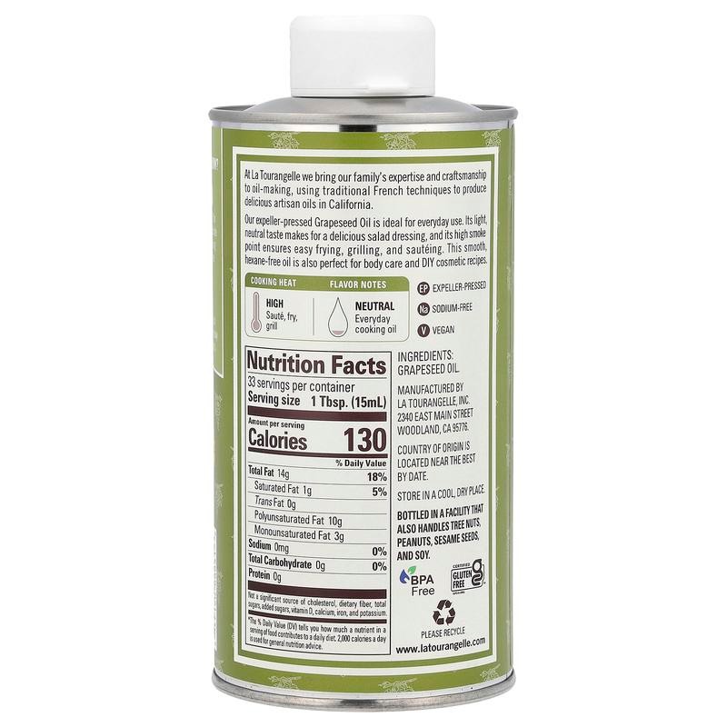 La Tourangelle Expeller-Pressed Grapeseed Oil, 16.9 fl oz (500 ml)