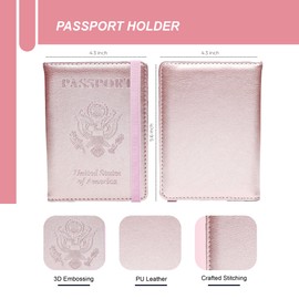 NASNOVA Passport and Vaccine Card Holder, PU Leather Passport Holder with CDC Vaccination Card Slot, Other Card Slots, Leather Travel Documents Organizer, Passport Wallet with Vaccine Card Protector.