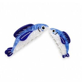 2 PCS Sardine Fish Hair Claw Clips, Large & Small Blue Hair Clips
