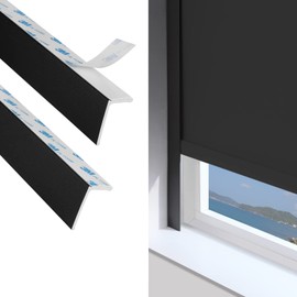 ZSTARR PVC Light Blockers Blackout Light Blockers Side Tracks for Window Shades Blinds Side Tracks for Blackout Shades Easy to Install Light Blocking Strips for Bedroom (Black, 58",2Pcs)