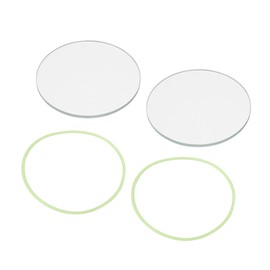 PATIKIL 2" Dia LED Lens, 2 Set Polished Edge Flashlight Glass Lens with Silicone Ring for Light Source Lens Replacement, Transparent, Green
