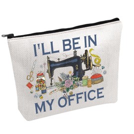 Sewing Machine Makeup Bag I'll Be in My Office Cosmetic Bag Quilter Makeup Bag Sewing Quilting Lover Gift (Sewing in My Office B)