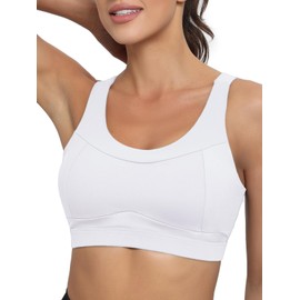 RUNNING GIRL High Impact Sports Bras for Women,Racerback Running Bra Yoga Workout Crop Tank Tops Longline Sports Bra Push up_RGWX2667_White_M_AU