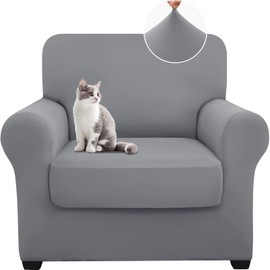 hyha 2 Pieces Chair Covers for Living Room, Chair Slipcovers Stretch Slipcovers for A Separate Cushion Couch Sofa, Armchair Covers Washable Sofa Covers (Armchair, Grey)
