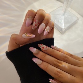 Antique pink gradient handmade nail tips - Mediabal / 엔틱 핑크그라데이션 수제네일팁 - 미디오발