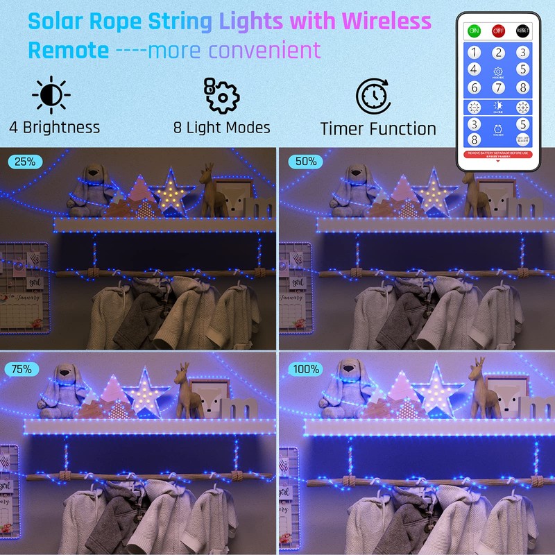 KerKoor Solar Rope Lights Outdoor Waterproof LED - 200 LED