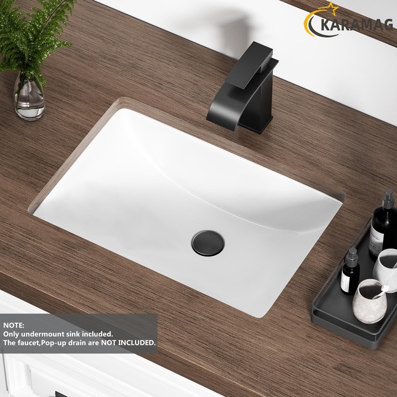KARAMAG Durable Rectangle Undermount Sink Vitreous Ceramic Lavatory Vanity Bathroom