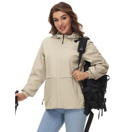 Avoogue Womens Packable Rain Jacket Windbreaker Waterproof Raincoat Lightweight Rain Jacket Hooded Rain Coat Waterproof