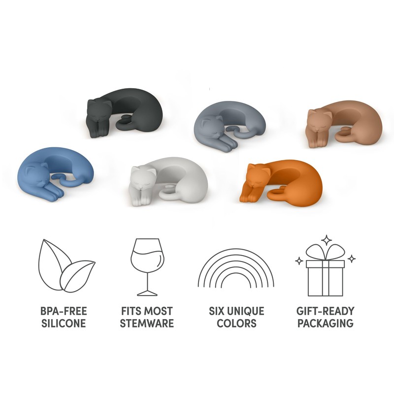 Genuine Fred Wine Lives Kitty Drink Markers, Set of 6