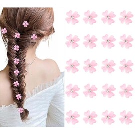 20 Pcs Mini Flower Rhinestone Hair Clips,Mini Clover Cute Hair Pins Wedding Bridal Hair Accessories Decorative Small Hair Clips for Girls Women (Light Pink)