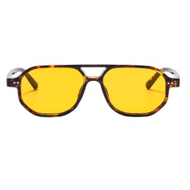 YAMEIZE Retro Pilot Sunglasses for - Women Men Classic Double Bridge Vintage Style Sunglasses UV400 Protection Square Eyewear Driving