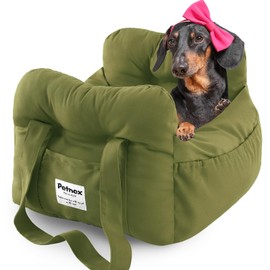 PETNEX Dog Car Seat for Small Dogs, Portable Puppy Car Seat of Easy Installation, Fashionable Pet Carrier Bag with Large Pockets, Machine Washable Dog Booster Seat (Rose Red)