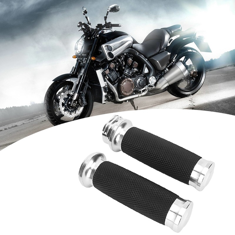 1Pair Universal Motorcycle 25mm Handgrip Aluminum+Rubber Anti Slip Handlebar Grip
