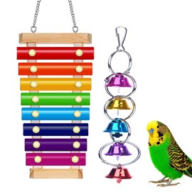 Fejapa Colorful Bird Xylophone Toy Interactive Training Toy Bird Cage Bell Toy Accessories Music Musical Enrichment Bells for Conure Budgie Cockatiel African Grey Parakeet Finch Parrot Love Birds