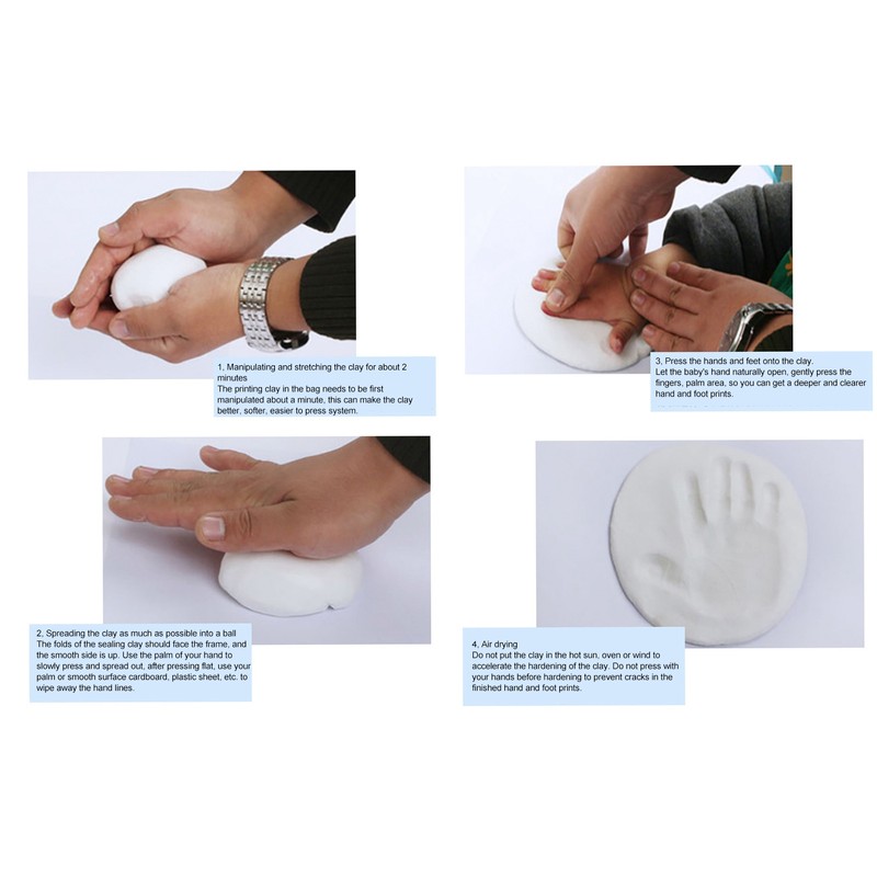 Baby Footprint Kit DIY 3 Compartment Newborn Handprint Footprint Frame