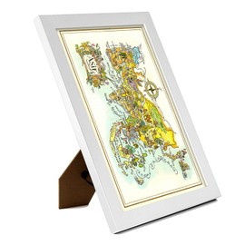 Nacnic Pan Am Menu map Asia 1951 Poster art, Size A4 White frame. Vintage style Print for the decoration of living room walls, bedrooms, offices...