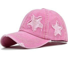 YeeHeen Ponytail Baseball Cap for Women High Messy Bun Caps Washed Cotton Hats Pink