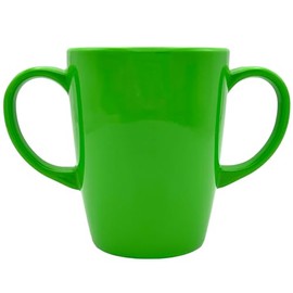 Rosa Lifestyle Rosa Lifestyle Two Handled Melamine Mug C Lightweight 126g, 400ml/14oz Capacity C Daily Living Mobility Aid for Elderly, Dementia, Tremors, Arthritis, & Weak Grip (Green)