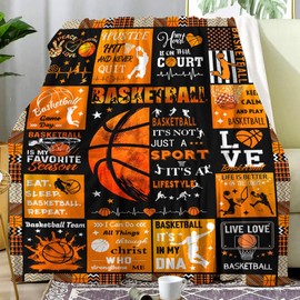 Basketball Blanket Ultra Soft Basketball Flannel Throw Lightweight Blanket for Boys Girls Women Team Basketball Lovers Gifts 80"X60"