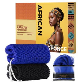 Loofah Sponge African Net Authentic - 2 Pieces Real African Exfoliating Sponge with Knots - African Net Wash Cloths for Body Scrubber Exfoliator Purple & Pink - Back Scrub for Shower Bath Accessories