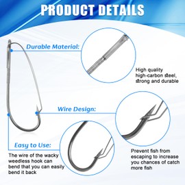 Weedless Wacky Rig Hooks, Neko Rig Texas Rig Worm Hook for Bass Fishing Soft Worm Baits Lures Freshwater Saltwater (30 Pack, Size 2/0)