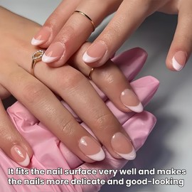 24Pcs French Tip Press on Nails,French Fake N/ails for Women,False Na/ils Long for Girls,Almond Stick on Nail,Suitable for All Nails,Multiple Sizes,Realistic & Natural Effect,Lasting & Not Falling Off