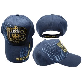 Embroidered Navy Blue US Navy Anchor Emblem Shadow 1775 Baseball Style hat Cap