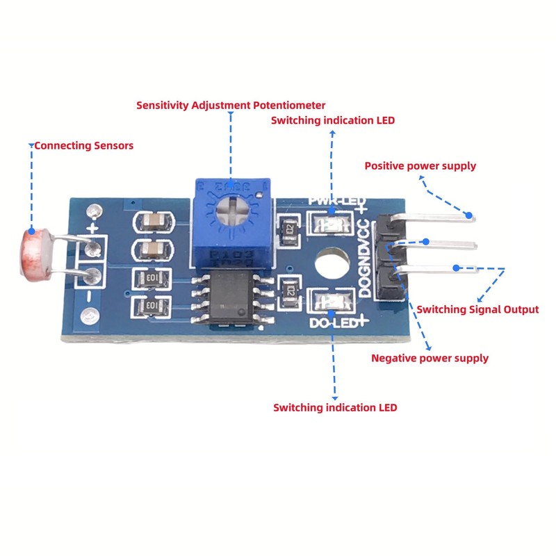 MTDELE 12Pcs Photoresistor Light Sensor 3Pin 3.3V-5V 5MM LDR LM393