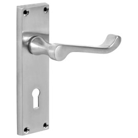 Designer Levers - Victorian Scroll Lever Door Handles - Satin Chrome - 1 Pair - Locking Door Handle