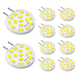 TAIYALOO G8 LED Bulb Dimmable, 3W (30W-35W Halogen Equivalent), T4 JCD Type Bi-Pin G8 Base, Daylight White 6000K, 120V LED Puck Light Bulbs for Under Cabinet Light, Under Counter Lighting, 10 Pack