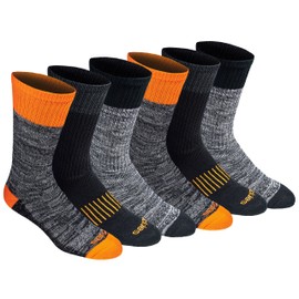 Dickies Men's Dri-tech Moisture Control Crew Socks Multipack, Hi-vis Orange Black (6 Pairs), X-Large