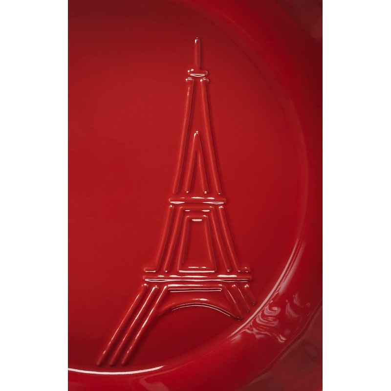 Le Creuset Eiffel Tower Collection Stoneware Pie Dish, 9", Cerise