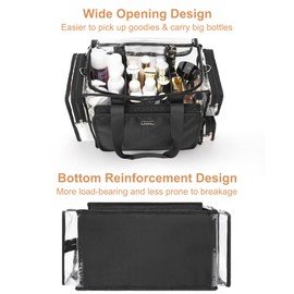 Relavel Clear Makeup Bag Extra Large Makeup Artist Set Bag, Cosmetic Storage Organizer Hair Stylist Travelling Bag, Transparent Tote Duffle Beach Toiletry Bag with Adjustable Dividers & Shoulder Strap
