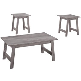 Monarch Table Set 3pcs Set Coffee End Side Accent Living Room Laminate Grey