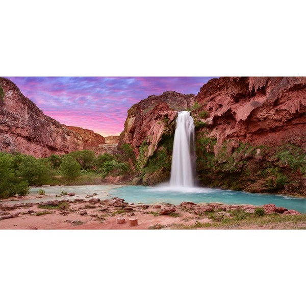 AWERT 48x24 inches Reptile Habitat Background Sunset Mountain Waterfall Terrarium