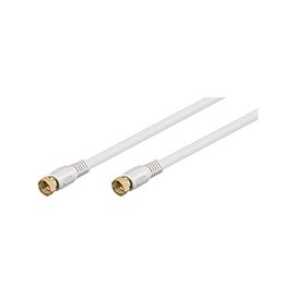Goobay 67292 Satellite Connection Cable, Gold-Plated, Antenna Cable, Coaxial Cable, F-Connector to F-Plug, 2x Shielded, 3.5 m, 80 dB, White