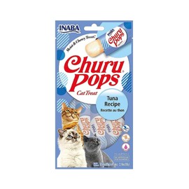 Churu Inaba Pops, Premios Cremosos para Gato, Sabor Atún, Bajo en Calorías, Paquete 4 Tubos de 14g
