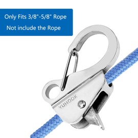 asdmm Boat Anchor Hook Knotless System, Stainless Steel Cam Cleat Rope Lock with Quick Release, Adjustable for Kayak Pontoon RV Jon Boat Camping, Holds 9000 Lbs Fits 3/8" to 5/8" Rope (2) (1)