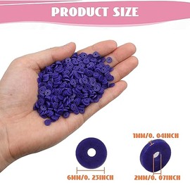 Auvoau 2000Pcs White Clay Beads Polymer Clay Spacer Beads Flat Beads 6mm Round Heishi Vinyl Beads for DIY Craft Gift Adults Bracelets Necklace Jewelry Making Earring Accessories Royal Blue