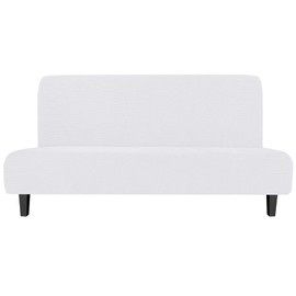 Easy-Going Stretch Sofa Slipcover Armless Sofa Cover Furniture Protector Without Armrests Slipcover Soft with Elastic Bottom for Kids, Spandex Jacquard Fabric Small Checks(futon,Snow White)
