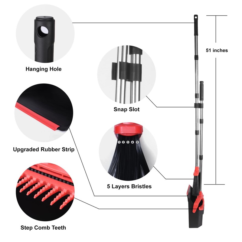 Tiumso Upgrade Broom with Dustpan Combo Set, Broom and Dustpan