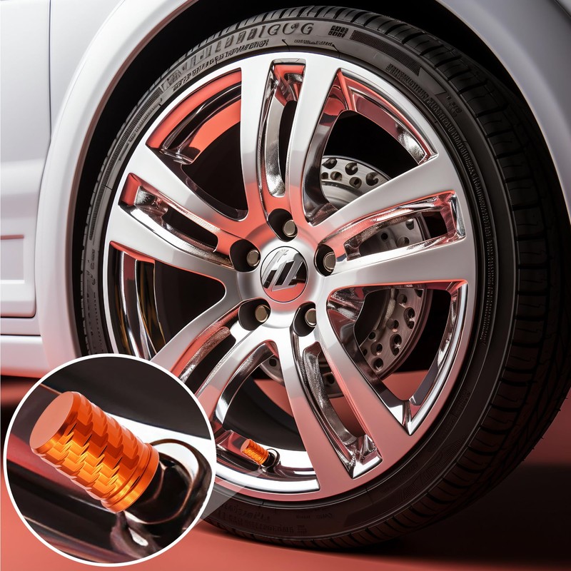 4-Pack Tire Valve Stem Caps - Metal Air Caps with